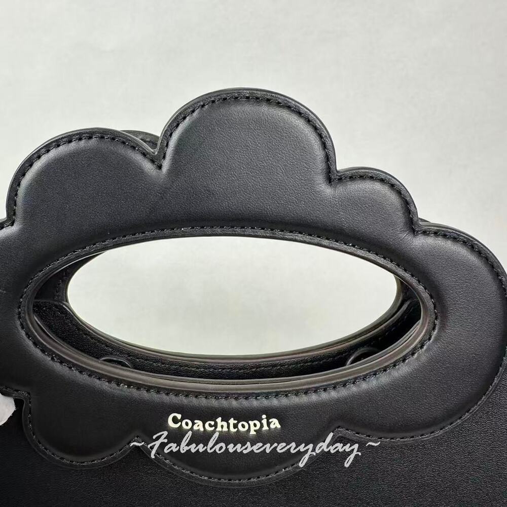 Coach Cloud Handle Tote In Coachtopia Leather/Black CT383 + Pouch/Wristlet - Picture 10 of 11